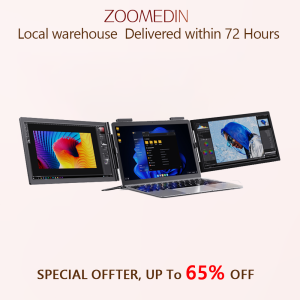 【Local Warehouse】ZOOMEDIN 14" 1080P FHD  Horizontal Dual-screen  Extended Portable Monitor for Laptops with USB-C Port Plug and Play 100% SRGB Dual Speakers Extender Display.for Windows/Mac/Switch/PS5