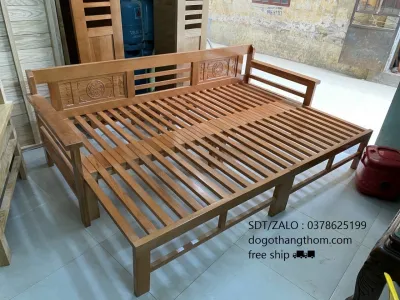 giường kéo rút gỗ sồi 1m21m6x2m nhận hàng thanh toán