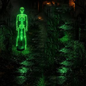 GAOSU Sử dụng năng lượng trời Đèn hình bộ xương năng lượng trời Halloween Ánh sáng tím / cam / xanh lá cây Bộ xương chân thực Đèn LED trang trí hình đầu lâu Bộ xương Chống thấm nước Đèn năng lượng trời trang trí Halloween Khu vườn ngoài trời