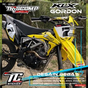 DECAL STICKER GORDON / BODY KLX GORDON FULLBODY MOTIF WARNA HITAM KUNING SUPERGLOSSY TEBAL - STIKER KLX GORDON KAWASAKI ALL TYPE KLX DEKAL MOTOR GORDON FULLBODY MOTIF SIMPEL TERBARU DESAIN BISA CUSTOM REQUEST TC-0761