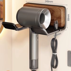 AE Walnut wood hair dryer and face towel integrated storage rack wall-mounted bathroom washbasin storage shelf