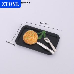 [COD] ZTOYL 5ชิ้นจำลองจานพาสต้าสเต็กมีดและส้อมชุดโมเดลบ้านตุ๊กตาครัวอาหารของเล่นตกแต่งอุปกรณ์ DIY