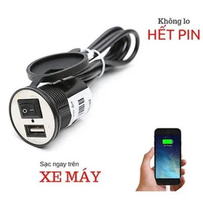 Thiết Bị Sạc - Cóc Sạc - Điện Thoại Gắn Trên Xe Máy Chống Nước C&oacute C&ocircng Tắc Tắt - Mở đèn báo led