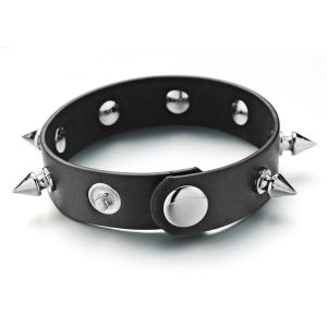 THANKSKY Nhọn Cổ điển Gothic Nam giới Giống cái Hợp kim Trang sức đeo tay Vòng tay đinh tán Lắc tay da PU Một hàng