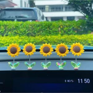 Bộ mô hình Hoa Hướng Dương mini cute trang trí xe máy nội thất ô tômũ bảo hiểmbàn học kèm miếng dán chống trượt