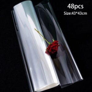 48pcs Transparent Bouquet Wrapper Romantic DIY Plastic Cellophane Paper Film Bouquet Wrapping Paper