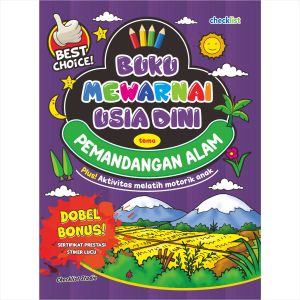 Buku Mewarnai Anak Usia Dini Tema Pemandangan Alam Bonus Stiker dan Sertifikat