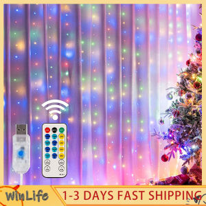 3*3m 300 LED Curtain String Light Fairy Lights Room Decoration aesthetic for girls，for Festival Wedding Warm color Bedroom decor USB charging Remote control 8 modes