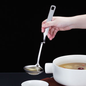 304 Stainless Steel Soup Spoon Colander Long Handle Filter Grease Oil Soup Separation Spoon Kitchen Tool Accessories