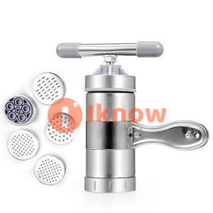 I know Stainless steel household small manual noodle machine kitchen hand noodle press with 5 moulds