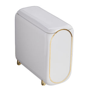 Justliving Thùng Thùng rác hẹp 10L có nắp thùng rác di động ubbish bin mỏng cho nhà bếp Thùng rác loại ép lớn Thùng rác nhựa Thùng rác hình chữ nhật cho nhà bếp