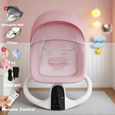Baby Rocking Chair Electric Adjustable Safety Belt Detachable Tray Bluetooth Music for 6-36 Months Newborn