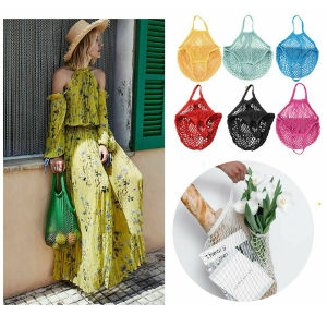 Environmental protection Reusable Mesh Bag Cotton Portable Net Bags Shopping Storage Woven Net Handbag Tote