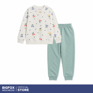 Bộ Quần Áo Nỉ Bé Gái Bigfox Miss Meow 3-9 Tuổi N26 Bộ Dài Tay Thu Đông Size Đại Style Hàn 11-39kg