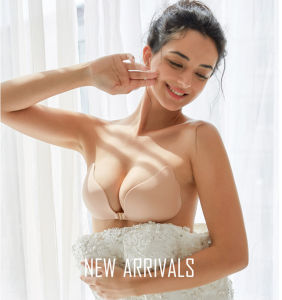 INTIMA Silicone Wing Shape Invisible Bra for Women Self-Adhesive Underwear Backless Strapless Push Up Deep V Chest Tape Wedding Brassiere Front Closure Lingerie