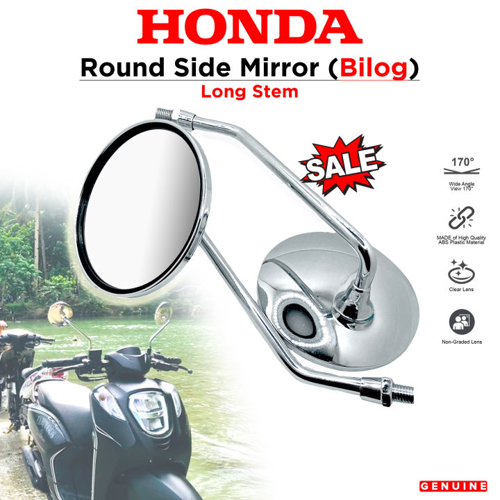 Honda Click 125i Round Circle Side Mirror Chrome Long Stem (BILOG