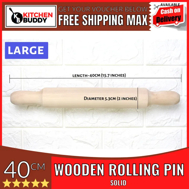 Wooden Rolling Pin Solid Wood - Classic Kitchen Tool Best for Baking ...
