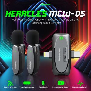 Wireless Mic Clip On Type C Lightning for iPhone Android Live Streaming NYK Nemesis Musai MCW02