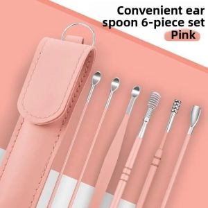 ALLUCK 6PCS Spiral Design Stainless Ear Pick 360° Ear Wax Remova Spring Ear Scraper Portable Ear Spoon