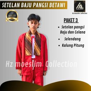 Setelan Betawi Premium dengan Songkok & Kalung Pitung - Baju dan Celana Motif Tradisional