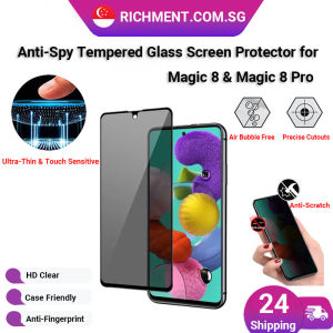 【✅SG Brand】RICHMENT 3D Anti-Spy Privacy Tempered Glass for HONOR Magic 8 & Magic 8 Pro Full Coverage Fingerprint Unlock Supported Anti-Peep Screen Protector