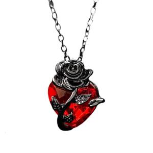 Gothic lấy cảm hứng từ Vòng cổ xương đòn Độ dài có thể điều chỉnh neckchain hoa hồng và mặt hình trái tim thiết kế chuỗi vòng xương đòn