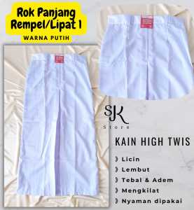 Rok Panjang Rempel/Lipat 1 Sekolah SMP/SMA Kain Licin Warna Abu//Biru//Coklat//Putih//Hitam