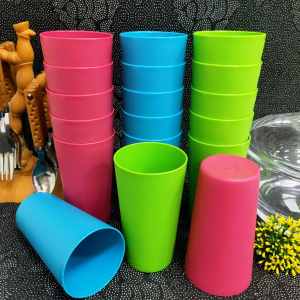 6PCS (12OZ) PLASTIC TUMBLERS COLORFUL DRINKING TUMBLER UNBREAKABLE PLASTIC CUP RESTAURANT TUMBLER