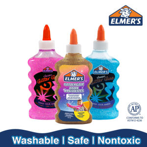 Elmer’s Glitter Glue [Pink，Gold，Blue – Bundle of 3]