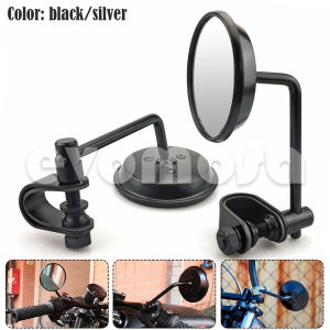 1pair 22 25mm round side mirror for motorcycle For Harley Honda kawasaki Chopper Cruiser Cafe Racer Motorcycle Handlebar Rear View Foldable Mirrors Convex Clip-On Retro