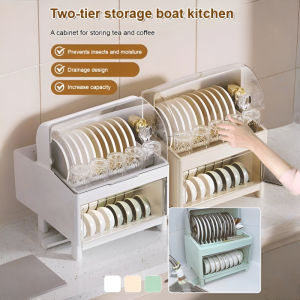 Double Layers Kitchen Dish Rack  Multi-functional Kitchen Storage Box