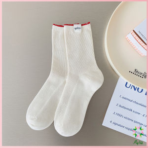 Ayla ถุงเท้าผ้าฝ้าย Yoho ใส่สบาย งเท้าข้อกลาง socks