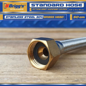 Selang Flexible Brass Head Stainless Steel Briggs 1/2"x 14 mm Panas Water Heater