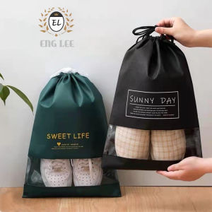 Portable Travel Shoe Bags Drawstring Non-Woven Shoes Storage Beg Kasut
