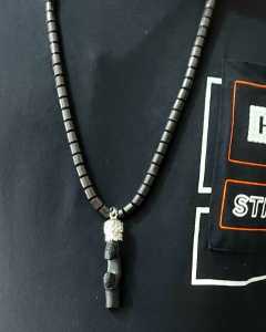 Tasbih Kalung Liontin Kayu Galih Kelor Hitam Serat 07mm Isi 100 Butir Muslim - Motif