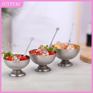 JCSYFAC  Ice Cream Cups Salad Bowl Stainless Steel Bowl Dessert Fruit Plate Snack Dish Party Supplies