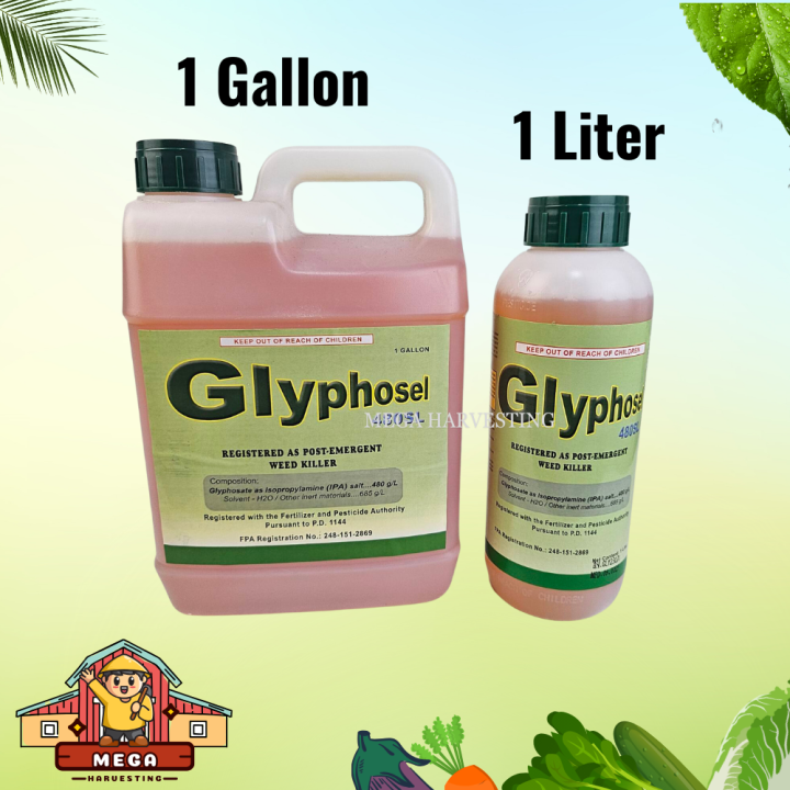 Glyphosel 480sl Glyphosate 1 Liter 1 Gallon Herbicide Weed Lawn Grass Killer Pamatay Damo 9337