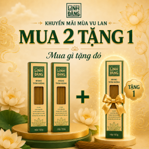 [MUA 2 TẶNG 1] Nhang Trầm Hương Tự Nhiên Sạch Ít Khói Linh Đăng- Không Hương Liệu Dùng Thiền Thư Giản Thờ Cúng - Hộp 400g Dài 36.5cm