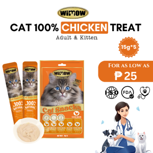 15gx5 Wimow Cat Treat Pet Essential Cats/Kitten Snack Food 100% Chicken
