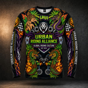 Mens Plus Size Urban Riding Animal Dragon Graphic Long Sleeve Quick Dry Sports Jersey LA042