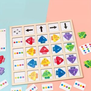 ปริศนาไม้รูปทรงปลาสีสันสดใสสำหรับเด็ก-ของเล่นเพื่อพัฒนาการด้านความรู้ความเข้าใจพร้อมลูกศรทิศทางช่วยเพิ่มทักษะในการมอเตอร์อย่างดีและคิดอย่างมีตรรกะของขวัญเพื่อการศึกษาสำหรับคริสต์มาสและวันเกิด