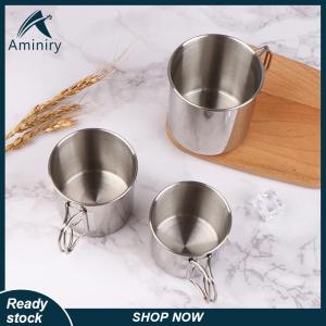 Aminiry[Love sports] ถ้วยสแตนเลสพับได้1ชิ้นถ้วยคาราบิเนอร์แบบพกพาถ้วยสำหรับตั้งแคมป์กลางแจ้งอุปกรณ์เสริมสำหรับการตั้งแคมป์