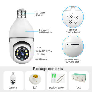 Kamera CCTV Bohlam V380 Pro 8MP HD PTZ IP Kamera Pelacakan Otomatis Penglihatan Malam Nirkabel
