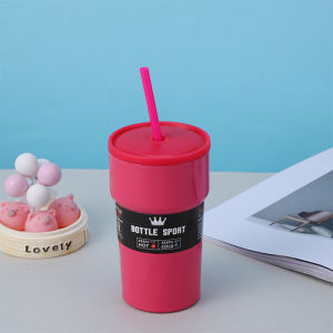 Gelas Tumbler Stainless Steel 304 Tahan Panas dengan Tutup dan sedotan Insulation Vacuum Coffee Mug