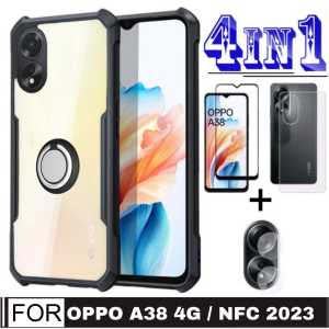 PROMO PAKET 4 INC 1 CASE OPPO A18 2023 / OPPO A38 4G / A38 4G NFC 2023 / A57 4G / A57 5G / A77 4G / A77S 4G / A77 5G / A77S 5G 2022 Ultra Slim Shockproof Transparent Premium Softcase Anti Fall CINCIN RINKG