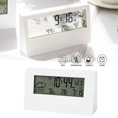 [Ready stock] KIPRUN Electronic Alarm Clock Noiseless Calendar Weather Temperature Humidity Display LED Table Clock for Office and Living Room Battery Operated