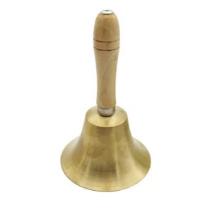 TEENI Portable Super Loud Hand Bell Multi-Purpose Wooden Handle Solid Brass Call Bell Decorative Sturdy Brass Ringing Handbells Elderly