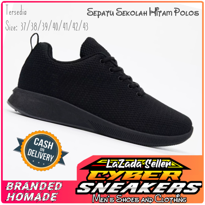 SEPATU SEKOLAH HITAM POLOS WANITA PRIA