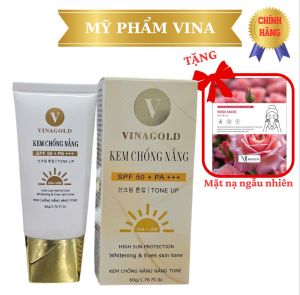 Kem chống nắng nâng tông da VINAGOLD TONEUP SUN CREAM SPF 60ML + Tặng mặt nạ