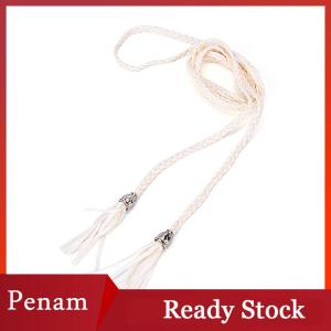 [PAM] Boho Phụ Nữ Đơn Giản PU Da Tassel Bện Tự Tie Vành Đai Thắt Lưng Mỏng Dây Thừng Thắt Lưng